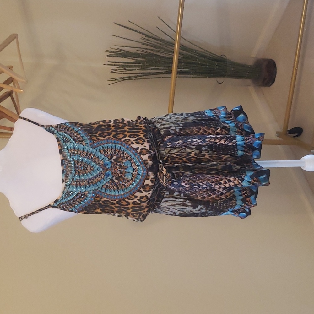 True Colours Leopard Blue Romper Size S/M